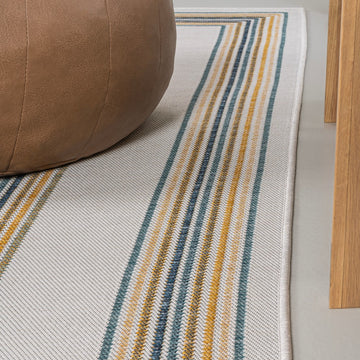 Argo Classic Nautical Mitre Stripe Reversible Machine-Washable Indoor/Outdoor Area Rug